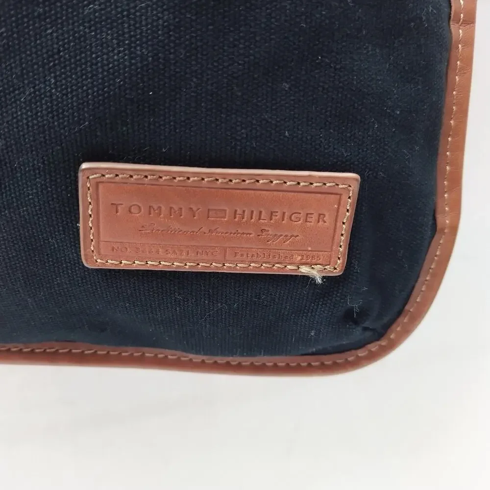 Tommy Hilfiger Dark Blue Canvas Double Handles Zipper Messenger Laptop Bag